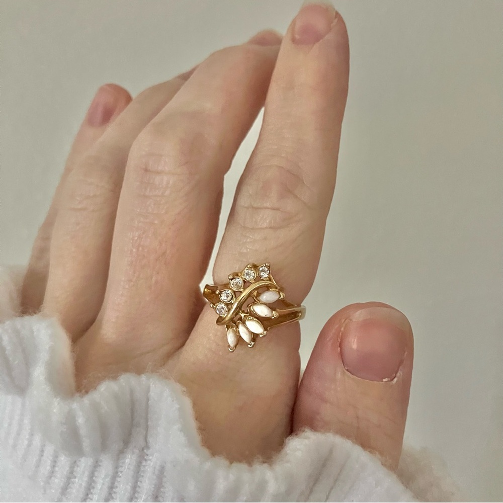 Uncas Bypass Opal Crystal Statement Ring Crystal … - image 1